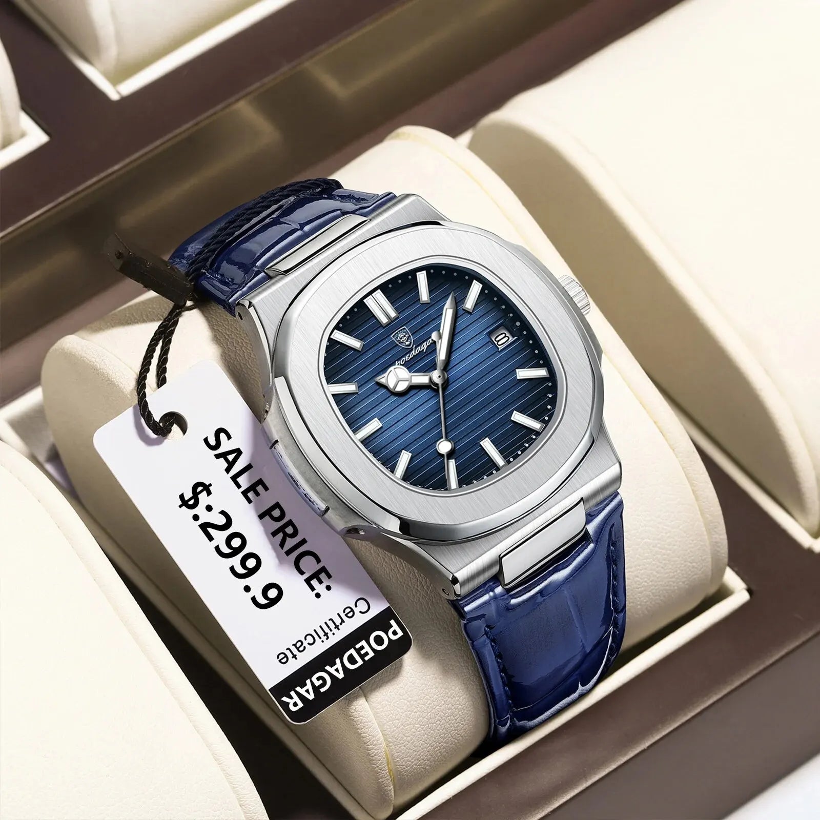 POEDAGAR Luxury Square Watch